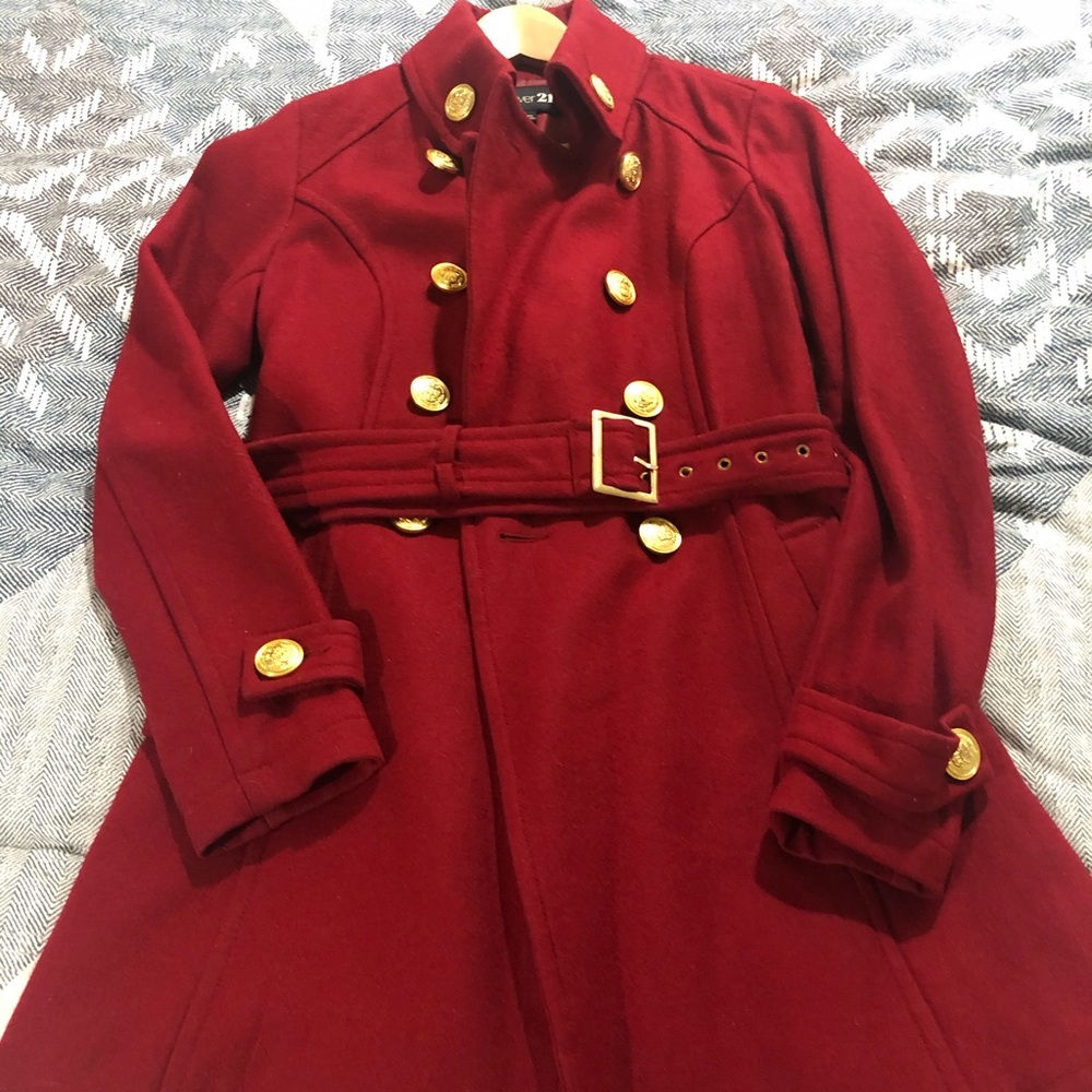 Red Peacoat With Gold Buttons